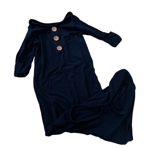 Caden Lane Other - Caden Lane Solid Dark Navy Bamboo Baby Knot Gown 0-3 Months